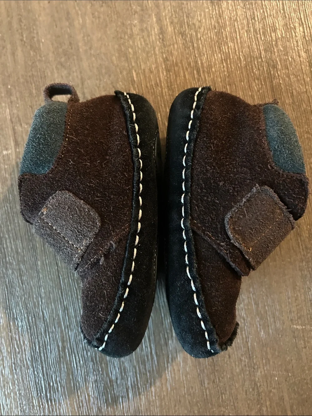 Kids Brown Suede Hook-and-Loop Shoes, Sz. 18/24 Months, or 4.